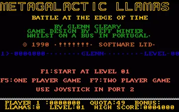 Metagalactic Llamas - Battle at the Edge of Time screen shot title